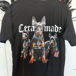 SHEIN Black Dog Doberman Trio Graphic Tee